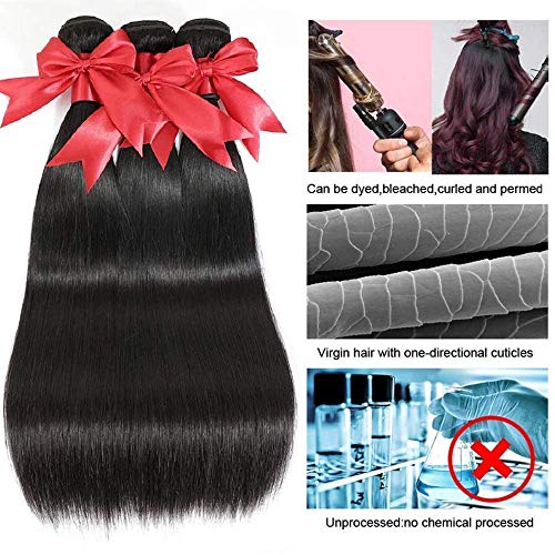 10A Brazilian Straight Hair Bundles 30 Inch 1 Single Bundle Human Hair 100% Unprocessed Virgin Raw Remy Human Hair Weave Bundles Natural Black 100g