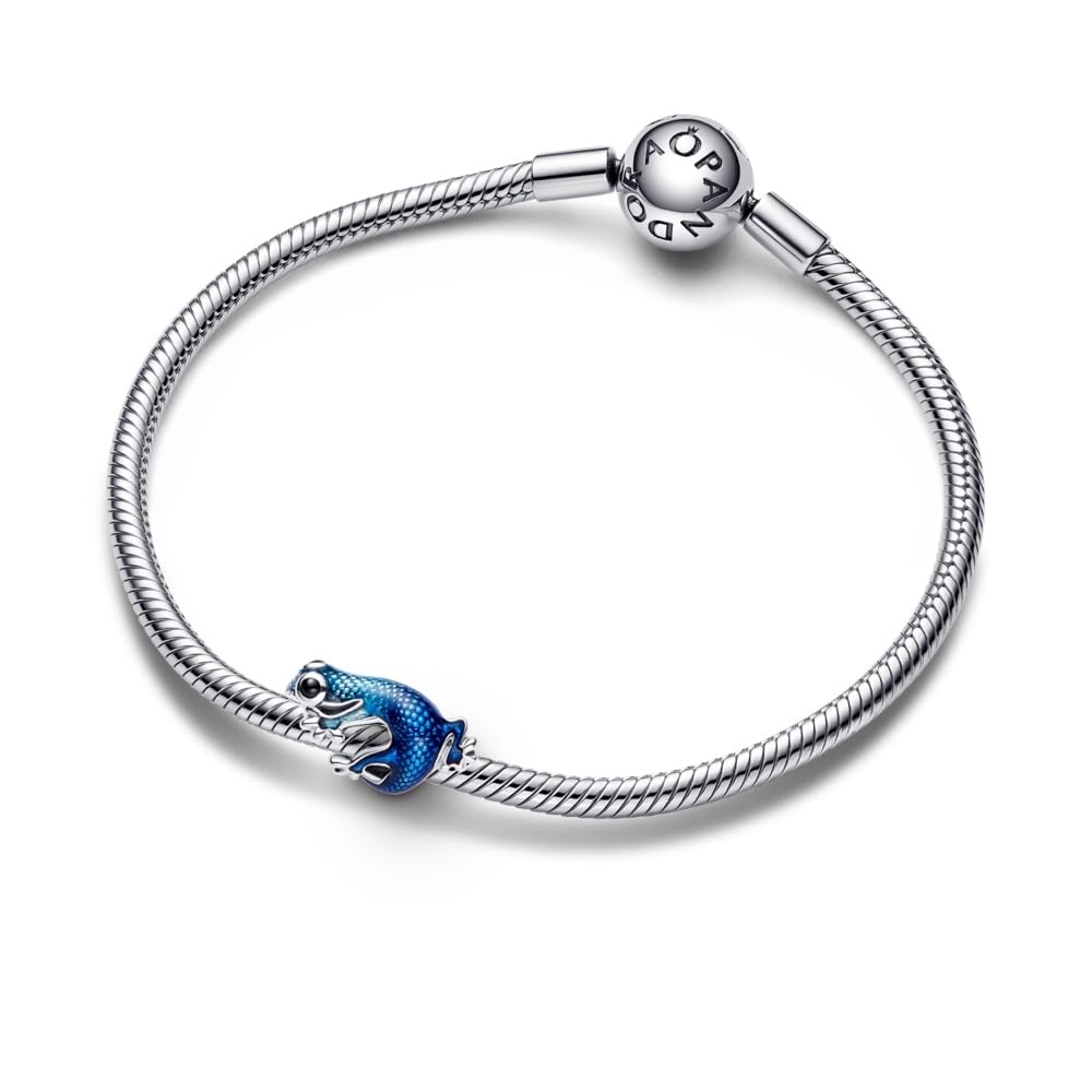PANDORA Metallic Blue Gecko Charm - Gift for Her - Compatible with PANDORA Moments - With Gift Box - Sterling Silver with Enamel & Man-Made Crystals