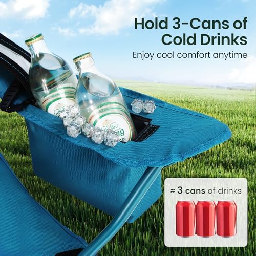 2 Pack Portable Camping Chair for Adults, Folding Outdoor Camp Chair Lightweight Lawn Chairs Folding Collapsible Chair for Camping, Tailgates, Beach, Blue, Support 225lbs