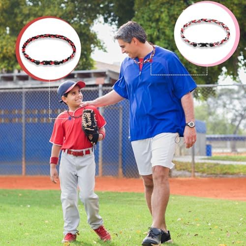 Junkin Baseball Necklaces Three Braided Rope Titanium Necklace for Team Gifts Boys Men Player Softball Fans Sports