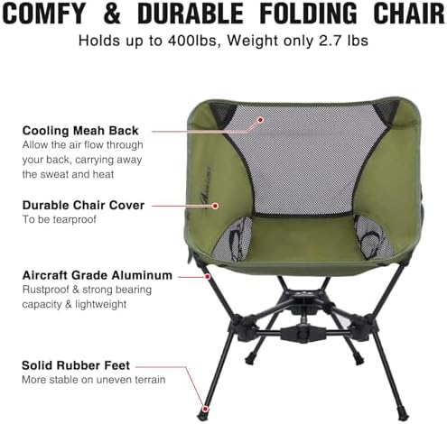 MOON LENCE Portable Camping Chair Backpacking Chair - The 4th Generation Ultralight Folding Chair - Compact, Lightweight Foldable Chairs for Hiking Mountaineering, Beach