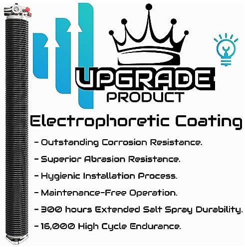 Garage Door Torsion Springs with Non-Slip Winding Bars, Oil-Free Electrophoretic Coated Coil 2-Inch Diameter Spring Set, 1 Pair, 207 X 2'' X 22''