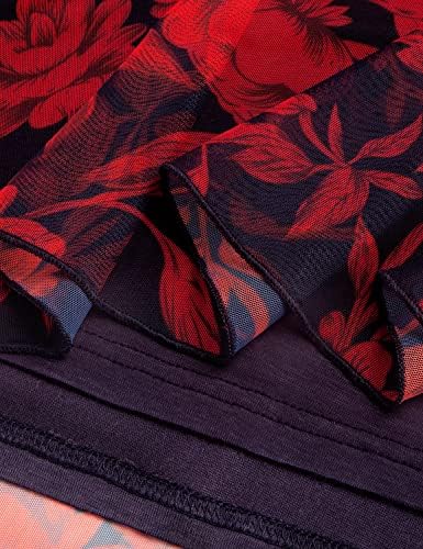 SeSe Code Womens Ruffle 3/4 Sleeve Stretchy Mesh Dress Wedding Guest Dresses