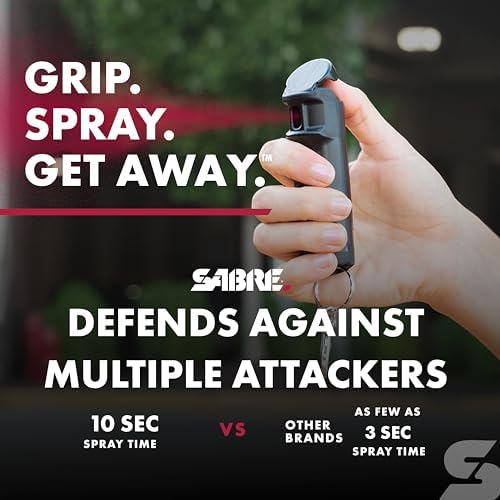 SABRE Crossfire Pepper Gel, Deploys At Any Angle, Maximizes Target Acquisition Against Multiple Threats, Belt Clip For Easy Carry, Fast Flip Top, Max Police Strength OC, Pepper Spray Option 1.5 fl oz
