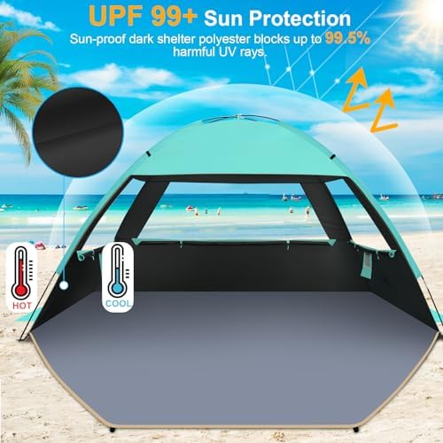 Gorich Beach Tent Sun Shelter for 3/4-5/6-7/8-10 Person with UPF 50+ UV Protection, Lightweight & Easy Setup Beach Shade Canopy, Portable Beach Shade Tent Beach Cabana