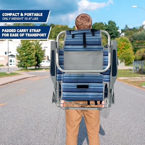 Backpack Beach Chair Aluminum 2 Pack with Folding Camping Table 5-Position Lay Flat Lounge Chair Outdoor for Adults with Insulated Cooler Bag and Cup Holder