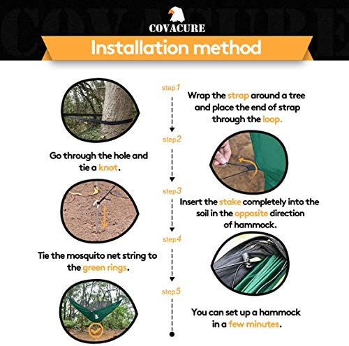 Covacure Camping Hammock - Lightweight Double Hammock, Hold Up to 772lbs, Portable Hammocks for Indoor, Outdoor, Hiking, Camping, Backpacking, Travel, Backyard, Beach(Dark Green)