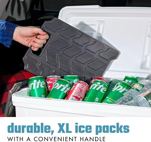 Cool Coolers by Fit & Fresh XL Slim Cooler Ice Blocks, Reusable & Long Lasting XL Ice Packs for Coolers, Slim XL Ice Packs for Cooler Bags, Space Saving, Quick Freeze, 10"x 13", Black, 3PK