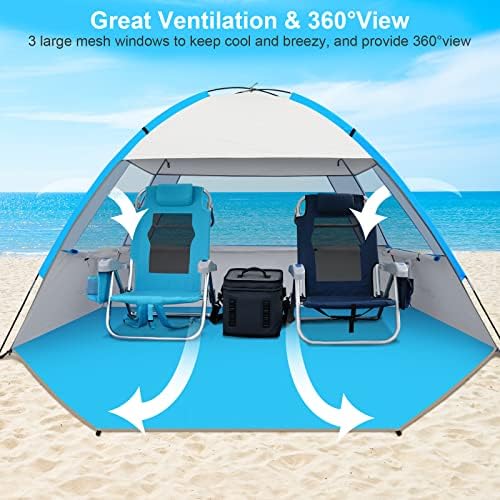 Gorich Beach Tent Sun Shelter for 3/4-5/6-7/8-10 Person with UPF 50+ UV Protection, Lightweight & Easy Setup Beach Shade Canopy, Portable Beach Shade Tent Beach Cabana