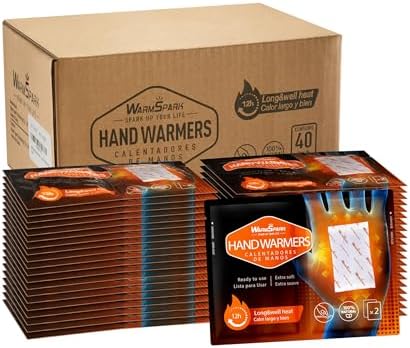 Hot Hand Warmers - 80 Count - Hand Warmers Disposable Single Use Air Activated Heat Packs for Hands, Toes and Body - Up to 12 Hours of Heat