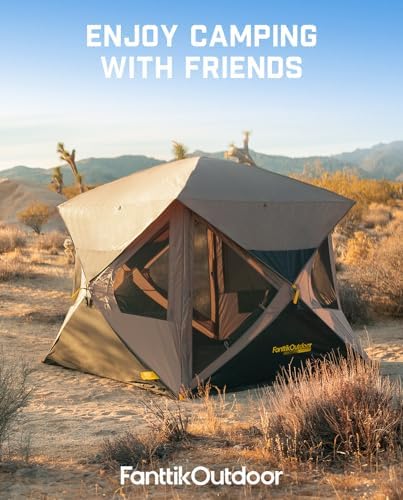 FanttikOutdoor Alpha C4 Ultra Camping Tent 4 Person Pop Up Instant Cabin Setup in 60 Seconds Portable Hub Tent with Rainfly & Windproof for Outdoor Camping & Overlanding