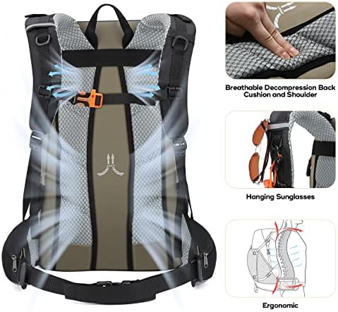 Maelstrom Hiking Backpack,Camping Backpack,40L Waterproof Hiking Daypack with Rain Cover,Lightweight Travel Backpack,Khaki