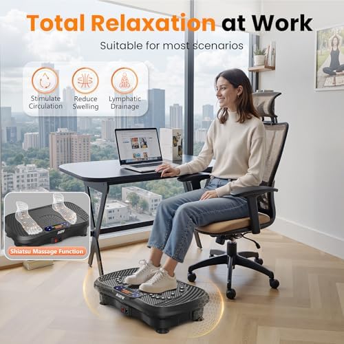 AXV Vibration Plate Fitness Platform Exercise Machine Vibrating Lymphatic Drainage Shaking Full Body Shaker Workout Vibrate Stand Shake Board Sport Gym for Weight Loss Fat Burner for Women Men