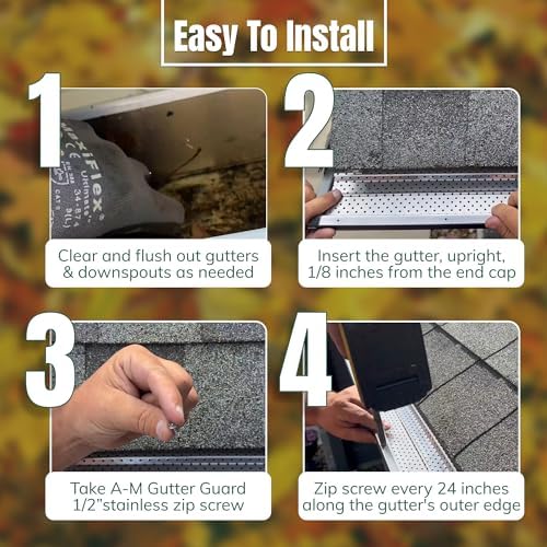 A-M Gutter Guard - Heavy Duty Lifetime Quality Aluminum Leaf & Debris Protection for 5-inch and 6-inch (5 Inch-11.5 Feet, Mill Finish) - Made in The USA