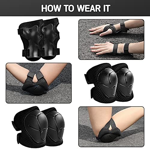 Kids Protective Gear Set Knee Pads for Kids 3-14 Years Toddler Knee and Elbow Pads with Wrist Guards 3 in 1 for Skating Cycling Bike Rollerblading Scooter
