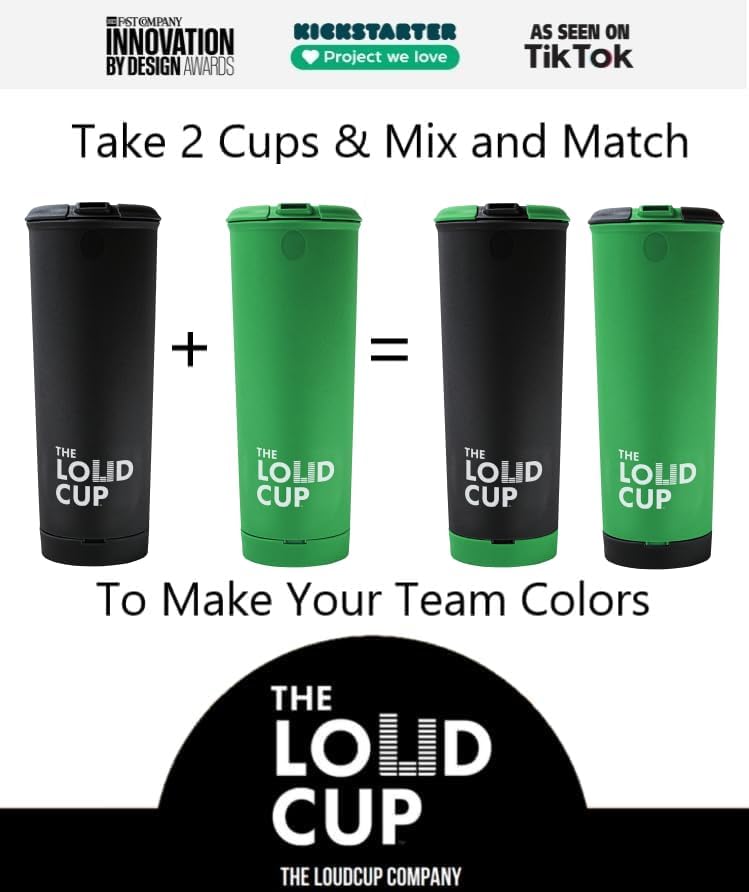 The LoudCup Tumbler + Stadium Horn - Insulated Cup Reusable Water Bottle Coffee Travel Mug - Worlds Loudest Cup for Game Day