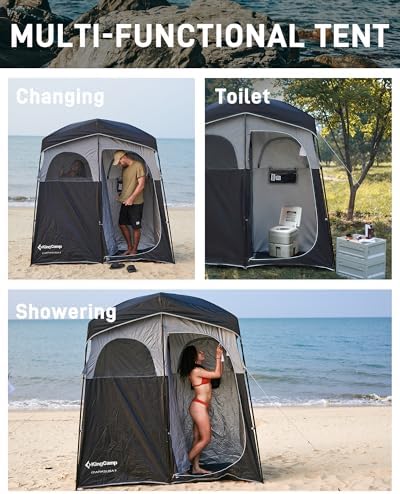 KingCamp Shower Tent, Portable Privacy Tent Outdoor Camping 1/2 Room Toilet Tents with Shower Bag & Dressing Room for Travel Beach Tailgate
