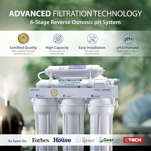 APEC Water Systems ROES-PH75 Essence Series Top Tier Alkaline Mineral pH+ 75 GPD 6-Stage Certified Ultra Safe Reverse Osmosis Drinking Water Filter System