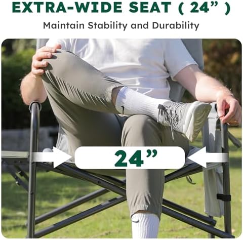 Oversized Directors Camping Chair Set of 2 Support 600 LBS, Heavy Duty Folding Outdoor Chairs with Detachable Side Pocket and Adjustable Side Table for Outside Beach,Lawn,Fishing (Red)