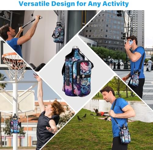 icolor Magnetic Gym Bag Water Bottle Carrier Holder with Phone Pockets & Shoulder Strap,5 Built-in Magnets Gym Bottle Pouch Sleeve,Magnetic Bag Gym Accessories Organizer for Men Women