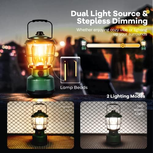 LED Camping Lantern, COB Battery Lanterns 2500LM, Water Resistant Emergency Light for Power Outage, Hurricane, Hiking