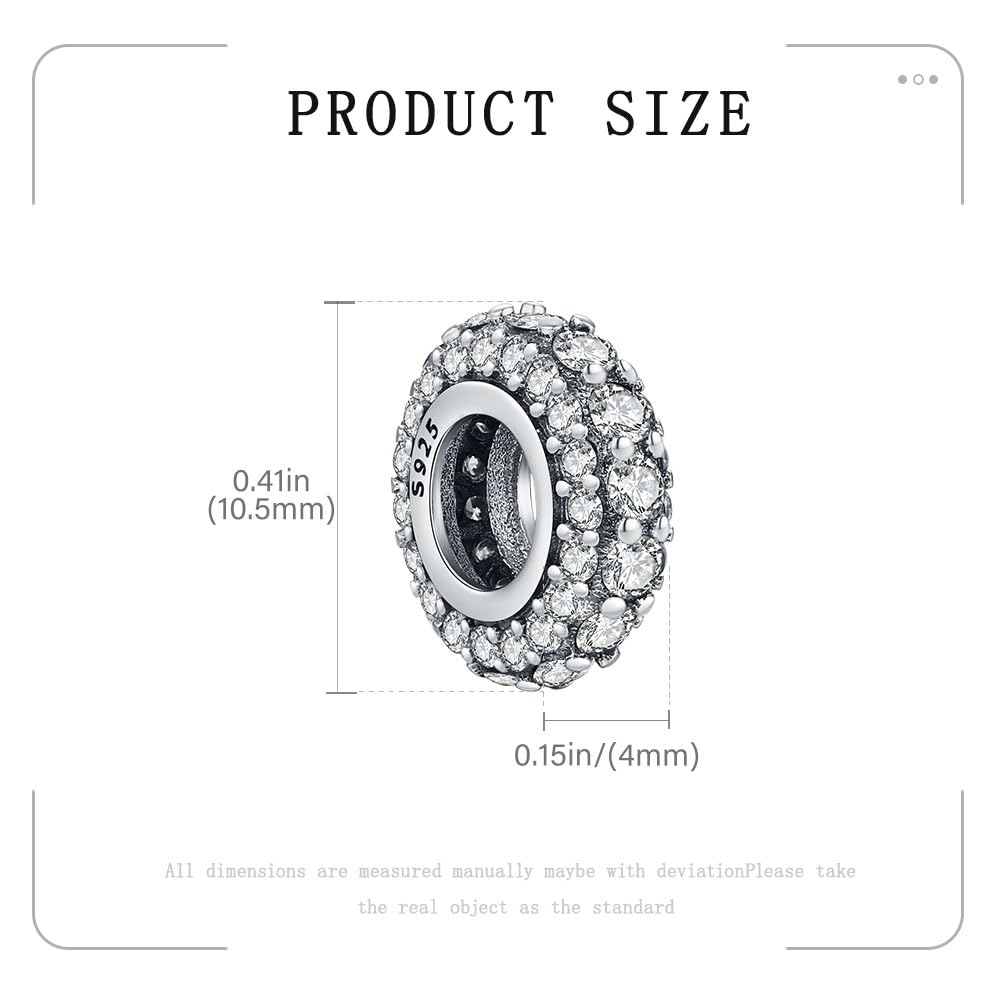 S925 Silver Spacer Stopper CZ Bead Charm for Pandora Bracelet Present Women