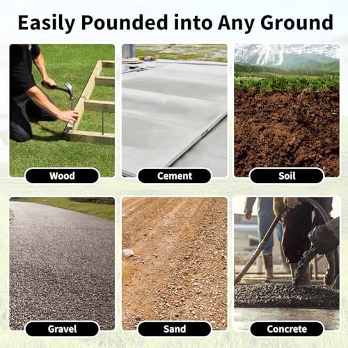 24 Inches Straight Rebar Stakes(20-Pack), 1/2" Diameter Steel Metal Stakes for Garden with Chisel Point End Heavy Duty Ground Anchors for Landscape, Concrete Form, Camping & Trapping Black