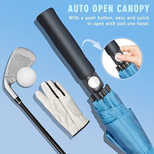 ZOMAKE Automatic Open Extra Large Golf Umbrella 51/54/62/68 Inch, Double Canopy Vented Windproof Oversize Stick Umbrellas for Rain