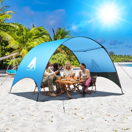 Beach Tent - Beach Shade Canopy Compact Fold (16.9x3.9″), Own Patent, 360° Ventilation, Large Side Storage Pocket, UV Protection Portable Sun Shelter for Beach (Blue, 106 * 65 * 61″)