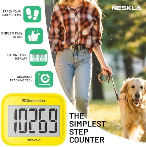 3D Pedometer for Walking, Simple Step Counter with Large Digital Display, Step Tracker with Removable Clip Lanyard, Accurately Track Steps for Men Women Kids Adults Seniors