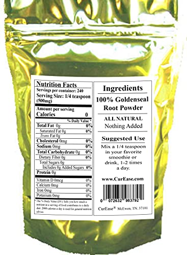 CurEase Goldenseal Root Powder 4.2 oz / 240 Servings