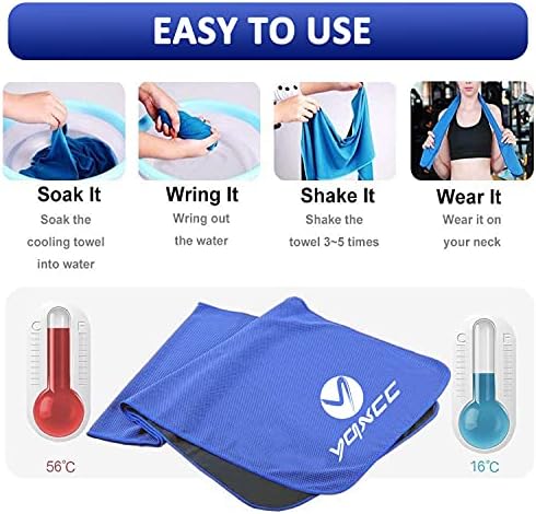YQXCC 4 Pack Cooling Towel (47"x12") Ice Towel for Neck, Microfiber Cool Towel, Soft Breathable Chilly Towel for Yoga, Sports, Golf, Gym, Camping, Running, Fitness, Workout & More Activities