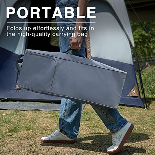 EVER ADVANCED Folding Camping Cot for Adults, Compact Sleeping Cots with Side Pocket, Portable Heavy Duty Foldable Camp Bed with Carry Bag for Outdoor, Travel, Grey