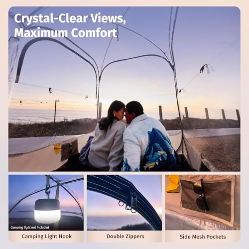 EAST OAK Weather Sports Tent for Fishing & Outdoors | Pop Up Bubble Tent Instant Sun & Rain Shelter | No Condensation, Spacious Interior, Ultra Visibility | All Weather Protection | 50L*50W*68.9H