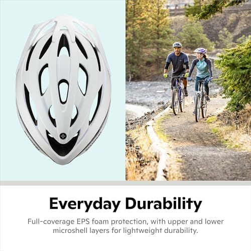 Schwinn Thrasher Bike Helmet for Adult Men Women Age 14+ with Suggested Fit 58-62cm, Multi-Mode Rear LED Light or No Light Option, Lightweight with Adjustable Side and Chin Strap, Bike Accessories