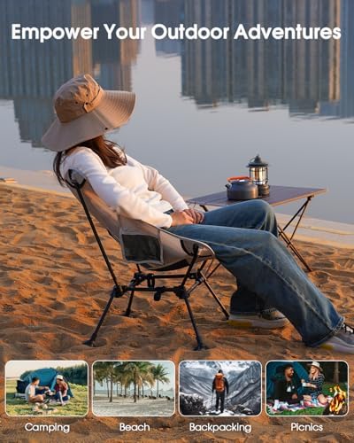 MOON LENCE Portable Camping Chair, Backpacking Chair, Ultralight & Compact, 400 lbs Capacity, for Outdoor Camp, Travel, Beach, Picnic, Hiking