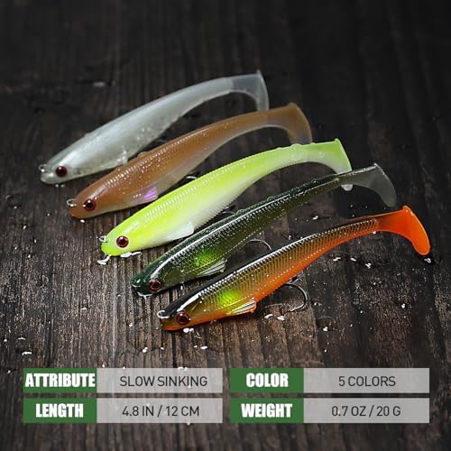 TRUSCEND Pre-Rigged Soft Fishing Lures, Well-Made Easy Catching Lures for Family Fishing, Great Action Swimbaits with Spinner, All-Conditions Fishing Gear for Bass Trout Walleye, Crappie Fishing Jigs