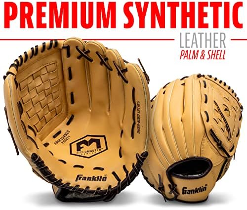 Franklin Sports Baseball + Softball Gloves - Field Master Adult + Youth Baseball + Softball Gloves - Right Hand + Left Hand Gloves - Infield + Outfield Mitts - Multiple Sizes + Colors