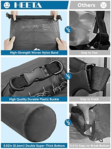 HEETA Dry Bag Waterproof for Women Men, 5L/10L/20L/30L/40L Roll Top Lightweight Dry Storage Bag Backpack with Phone Case for Travel, Swimming, Boating, Kayaking, Camping & Beach, 11 Transparent Colors