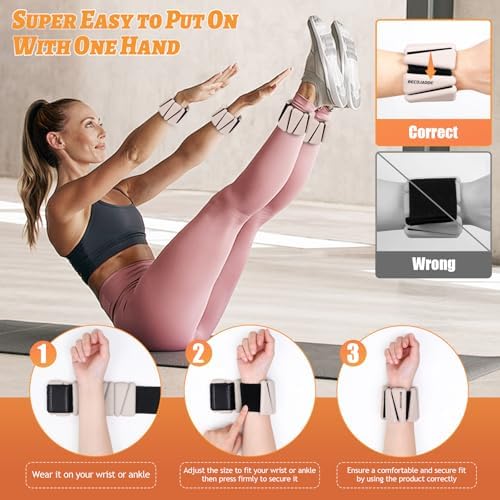 Wrist Ankle Weights Set of 2(1 lb/2 lbs Each) Adjustable Weights Training Intensity for Strength Training Walking Running Yoga Pilates Jogging for Women Men