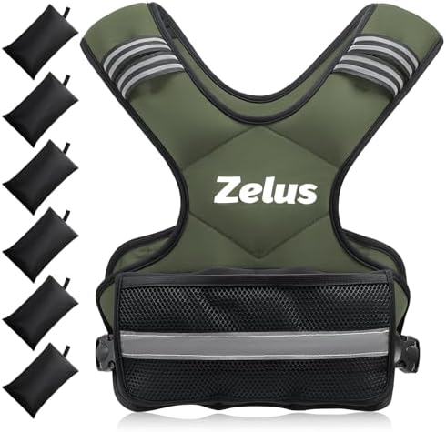 ZELUS Weighted Vest for Men and Women | 4-10lb/11-20lb/20-32lb Vest with 6 Ironsand Weights for Home Workouts | Adjustable Body Weight Vest Exercise Set for Cardio and Strength Training