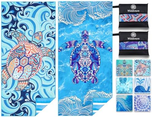 2 Pack Microfiber Lightweight Beach Towel Sand Free Quick Dry Absorbent Thin Compact Towels for Swimming Pool Camping Beach Accessories Large Easy Pack Travel Things for Vacation Essentials Gift