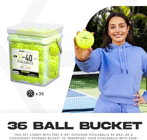Franklin Sports X-40 Outdoor Pickleballs - Official Ball of USA Pickleball, APP Tour + Pickleball US Open - 3 Packs, 12 Packs, 36 Pickleball Buckets, 50, 100 + 400 Bulk Packs of Regulation Pickleballs