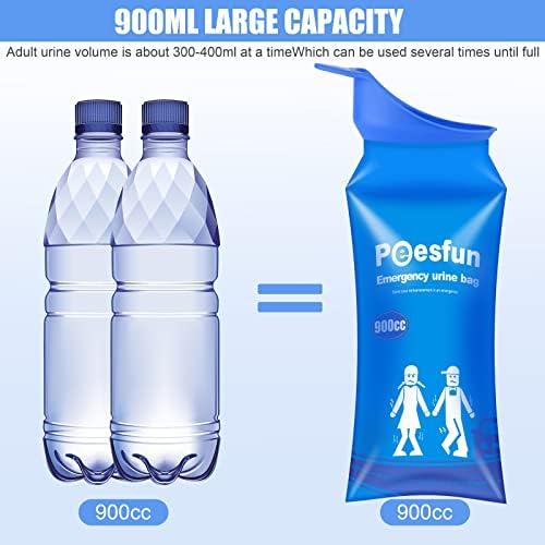 Disposable Urinal Bag, 2024 Upgraded 900ML Emergency Urine Bag, Pee Bags for Travel, Urinals Portable for Car, Universal Urinal Bag for Men, Women and Children, Essential for Outdoor Travel