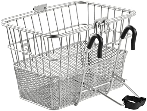 Retrospec Apollo Detachable Front Bike Basket Steel Half-Mesh with Integrated Detachable Hooks and Built-In Handle, Easy Assembly and Portability for Bicycles