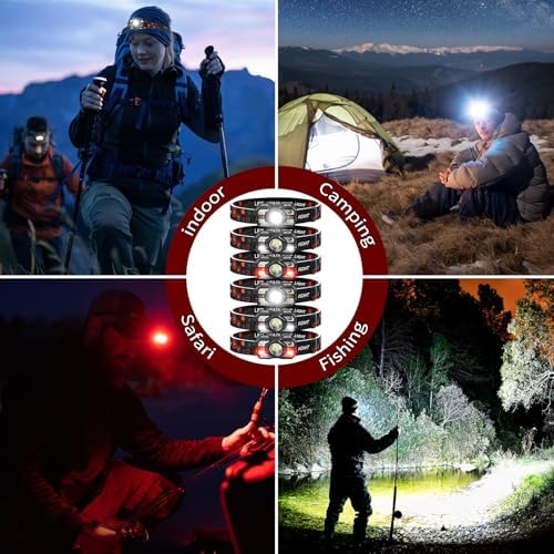 Headlamp Rechargeable 6Pack, 3000 Lumen Ultra-Light Bright Rechargeable Headlamp Flashlight with White Red Light, LED Headlight Motion Sensor, 5+5 Mode for Outdoor Camping Fishing Running Hiking