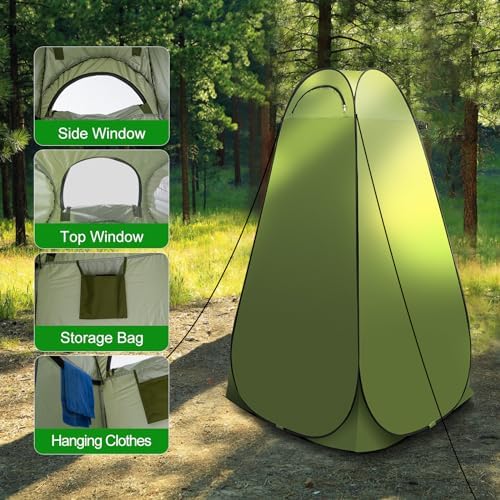 Portable Toilet Kit for Adults with Stainless Steel Toilet & Pop Up Privacy Tent, Instant Portable Outdoor Shower Tent Changing Room with Carry Bag