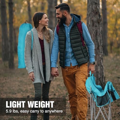 VILLEY Camping Chair Beach Folding Chair, Outdoor Lawn Portable Lightweight Chair, Foldable Chair with Carry Bag, for Outside Hiking, Fishing, Travel, Beach and Sports, Blue
