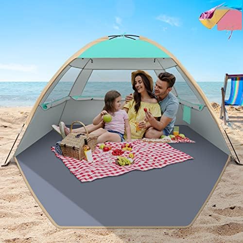 Gorich Beach Tent Sun Shelter for 3/4-5/6-7/8-10 Person with UPF 50+ UV Protection, Lightweight & Easy Setup Beach Shade Canopy, Portable Beach Shade Tent Beach Cabana