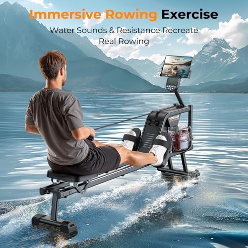 YOSUDA Magnetic/Water Rowing Machine 350 LB Weight Capacity - Foldable Rower for Home Use with Bluetooth, App Supported, Tablet Holder and Comfortable Seat Cushion
